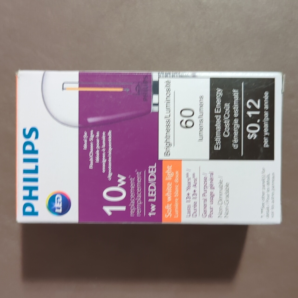 10 Philips LED 10w Replacement 1w LED/DEL 60 Lumens Gen Purpose Light Bulb